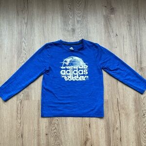 Adidas Kids Long Sleeve Blue Soccer Tee